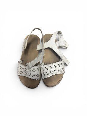 Gymboree Girls White Faux Leather Eyelet Cutout Strappy Sandals Shoes Size 13